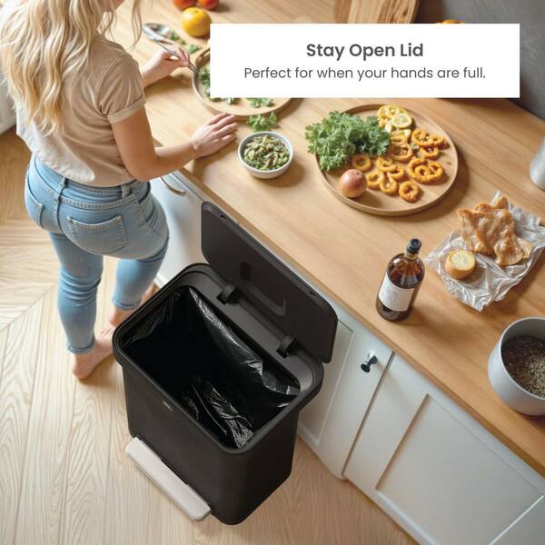 Home Zone Living Pattumiera da Cucina 15,8L Acciaio Inox