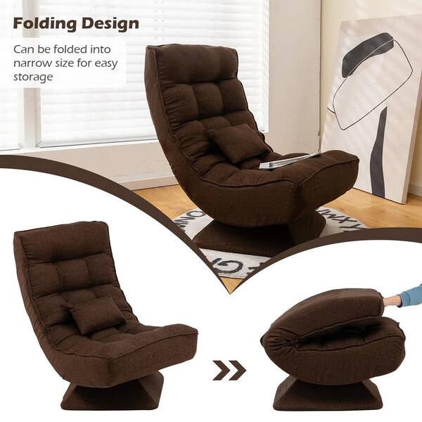 Costway 360-Degree Swivel Brown Polyester Floor Chair 5