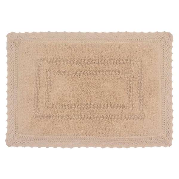 Home Weavers Inc Radiant Collection 24 in. x 40 in. Beige Cotton Bath Rug, Linen