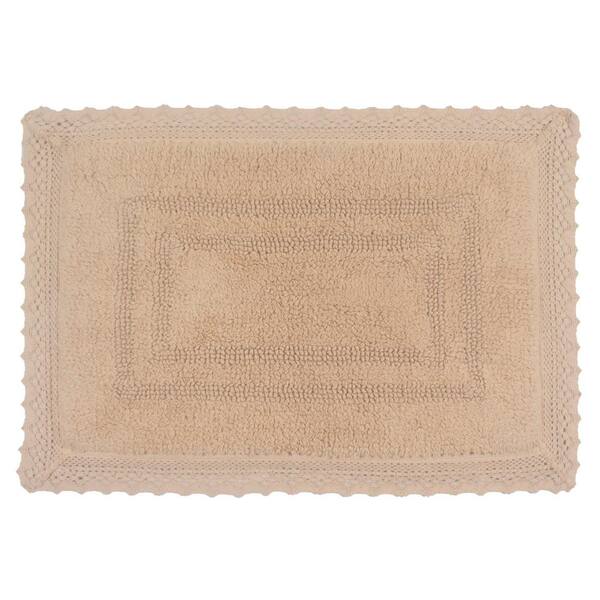 Opulent Reversible 100% Cotton Bath Rug Set, 17x24 Rectangle, Linen