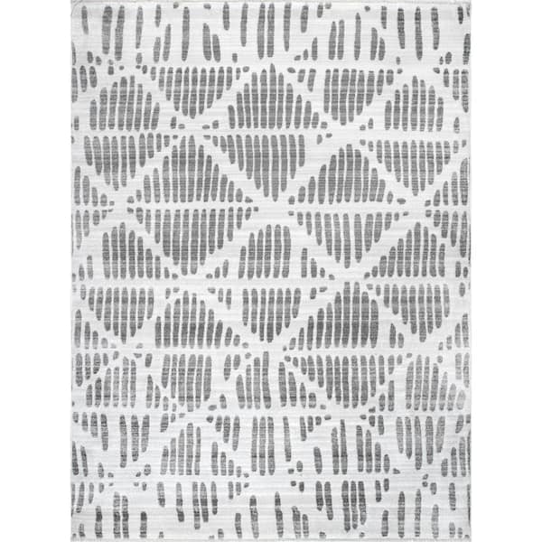 nuLOOM Truly Abstract Diamonds Light Gray 6 ft. 7 in. x 8 ft. Indoor Area Rug