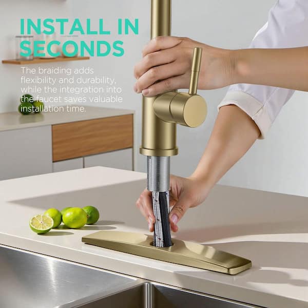 ANZA 90 Degree Single Handle Pull Down Sprayer Kitchen Faucet with