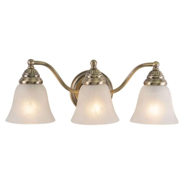VAXCEL Standford 19 in. W 3-Light Brass Bathroom Vanity Light Fixture