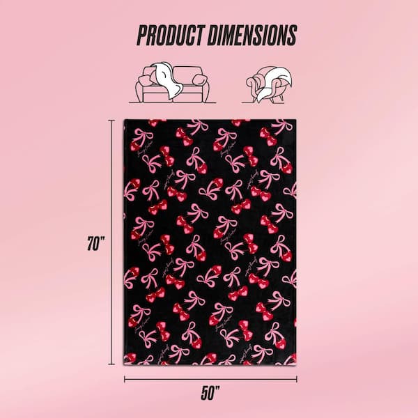 JUICY COUTURE Juicy Black/Red/Pink Sweet Cherry Bows 50 in. x 70