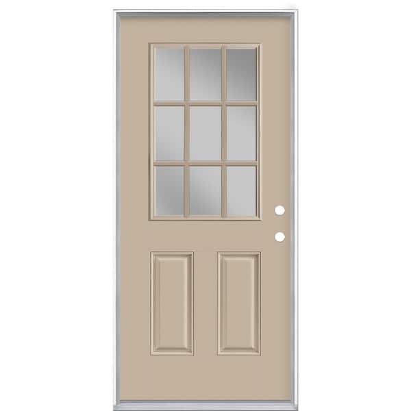 Masonite 36 in. x 80 in. 9 Lite Canyon View Left Hand Inswing Painted Smooth Fiberglass Prehung Front Door with No Brickmold