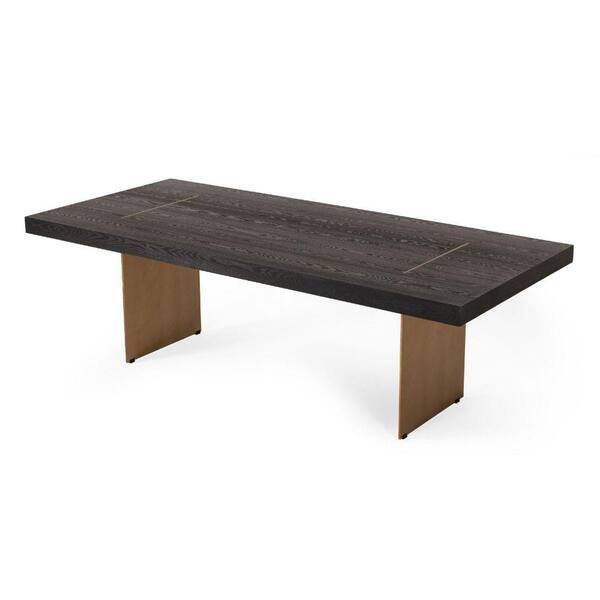 Benjara Modern Style 43.5 In. Brown Wooden Sled Base Dining Table ...