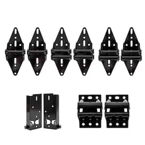 Complete Garage Door Hardware Kit Black 2 of Each Hinge 1, 2 and 3 Left and Right Bottom Brackets, Top Brackets