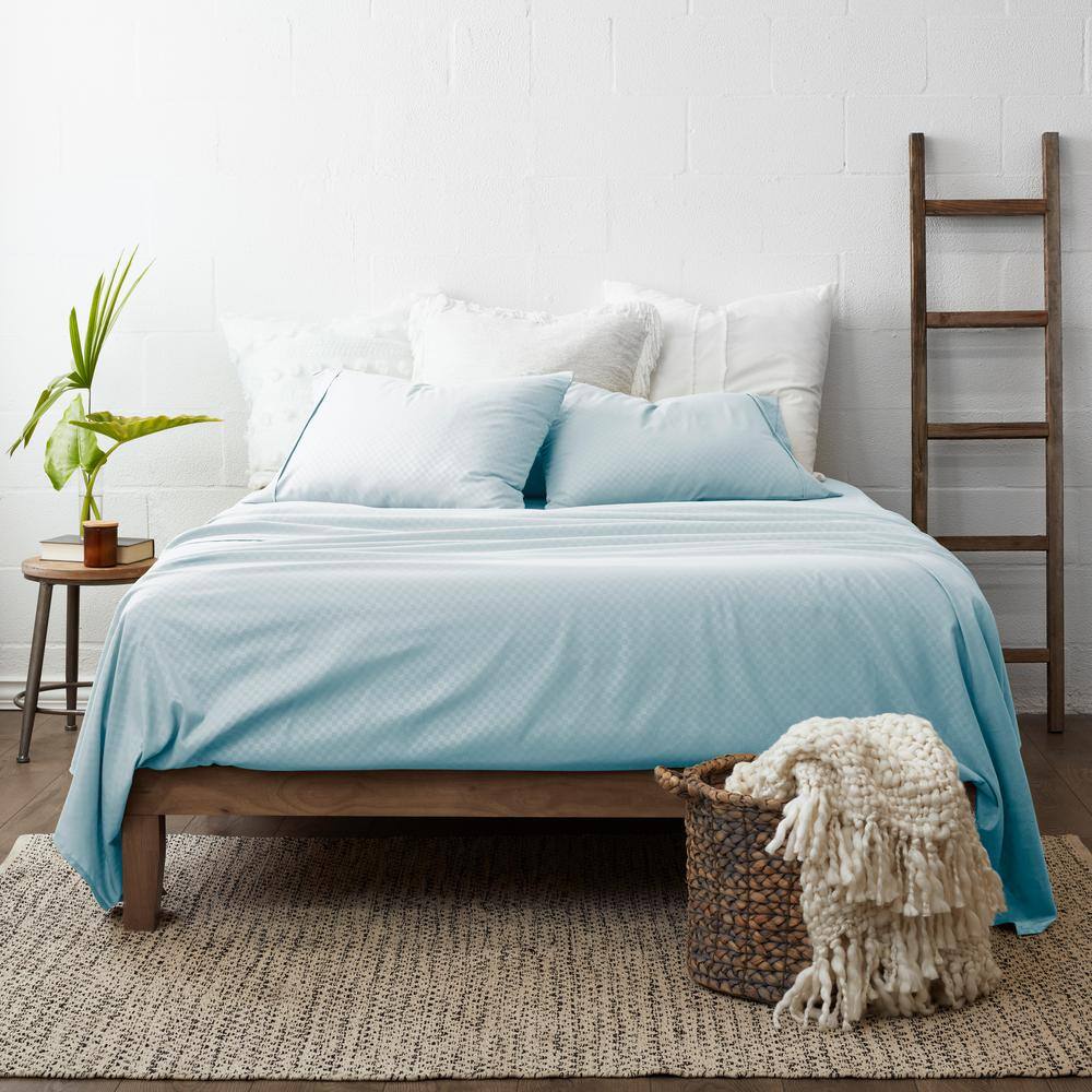 Aqua Twin Microfiber Deep Pocket Checkered Sheet Set