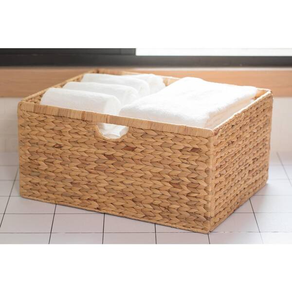 Vintiquewise Natural Water Hyacinth Rectangular Storage Bin Basket  QI003544.S - The Home Depot