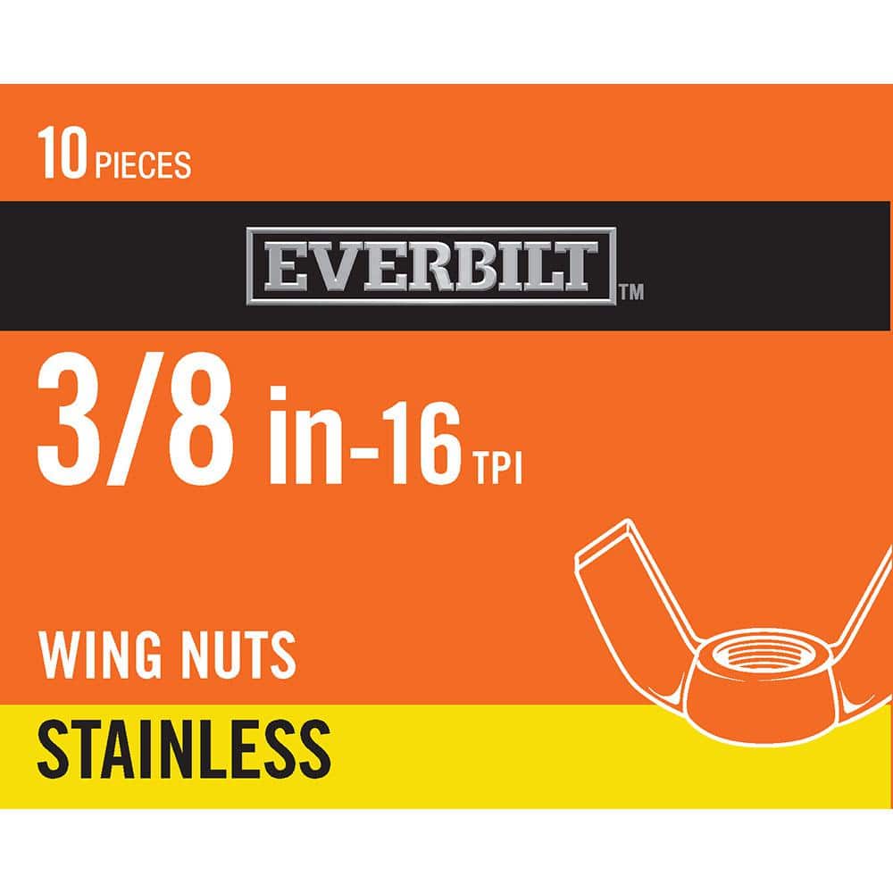 Everbilt 3/8 in.16 Stainless Steel Wing Nut (10Pack) 807542 The