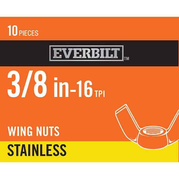 Everbilt 3/8 in.-16 Stainless Steel Wing Nut (10-Pack)