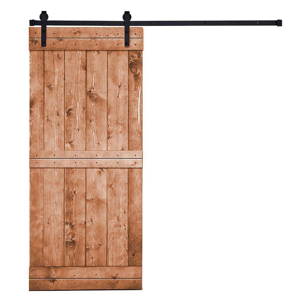 Mid-Bar Serie 30 in. x 84 in. Mahogany Knotty Pine Wood DIY Sliding Barn Door with Hardware Kit price history on PriceWatchPro