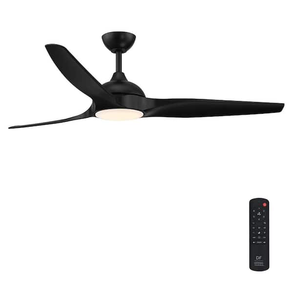Arcas 60 in. Outdoor Matte Black Integrated LED Ceiling Fan with 5-CCT and 7-RGB Selections, Remote Included