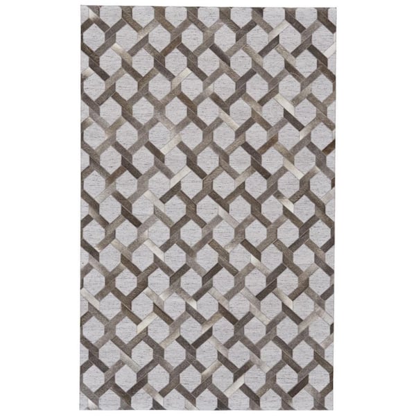 2 ft. x 8 ft. Gray Geometric Area Rug