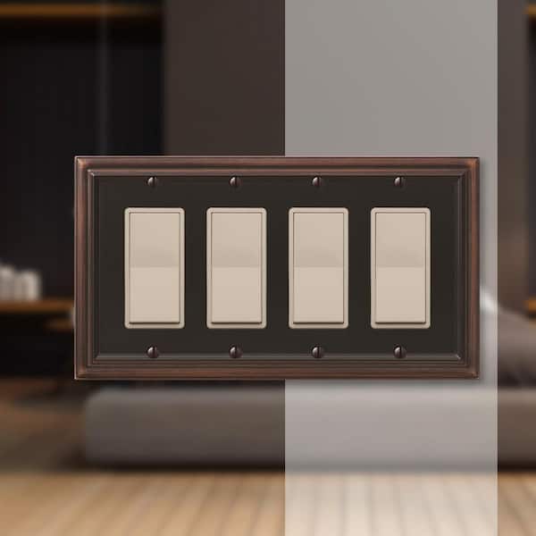 Continental 4 Gang Rocker Metal Wall Plate - Aged Bronze