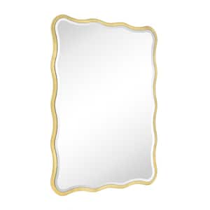 Jasmine 30 in. W x 40 in. H Rectangle Framed Beveled Bathroom Vanity Mirror in Antique Gold Foil