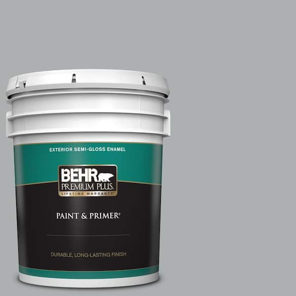 BEHR PREMIUM PLUS 5 gal. #N500-3 Tin Foil Semi-Gloss Enamel Exterior Paint & Primer