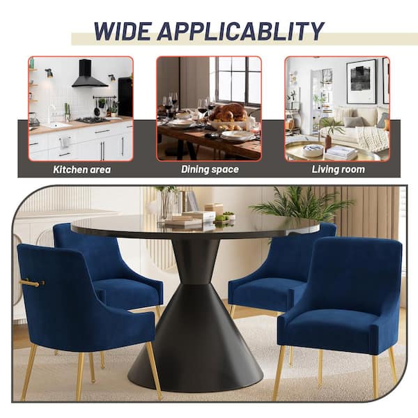 Hampton Seater Navy Dining Set Boyel Living 5-Piece Round Black