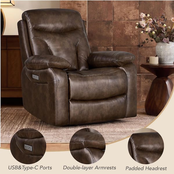 Spruce & Spring Calder Brown Faux Leather Dual Motor Power Wall