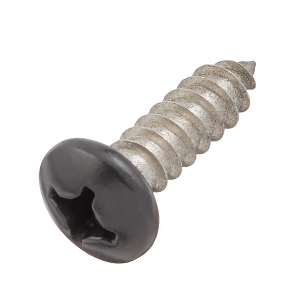 #12 x 3/4 in. Black Stainless Steel Phillips Pan Head Standard Sheet Metal Screw (20-Pack)