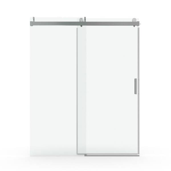 RAINLEX 68 in. to 72 in. W. x 76 in. H Sliding Frameless Shower Door in Brushed Nickel Finish with Tempered Glass
