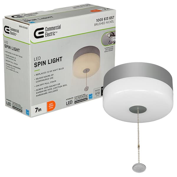 Commercial Electric Spin Light 7 in LED Flush Mount Ceiling Light 850 Lumens 