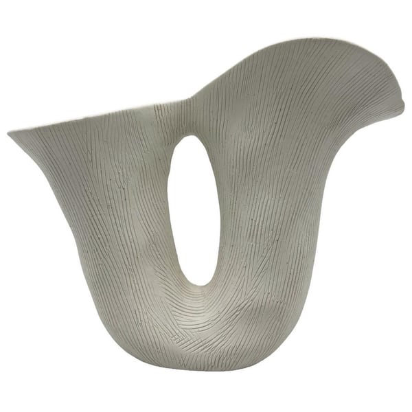 Beige Sculpted 7 in. Curve Ceramic Urn Vase