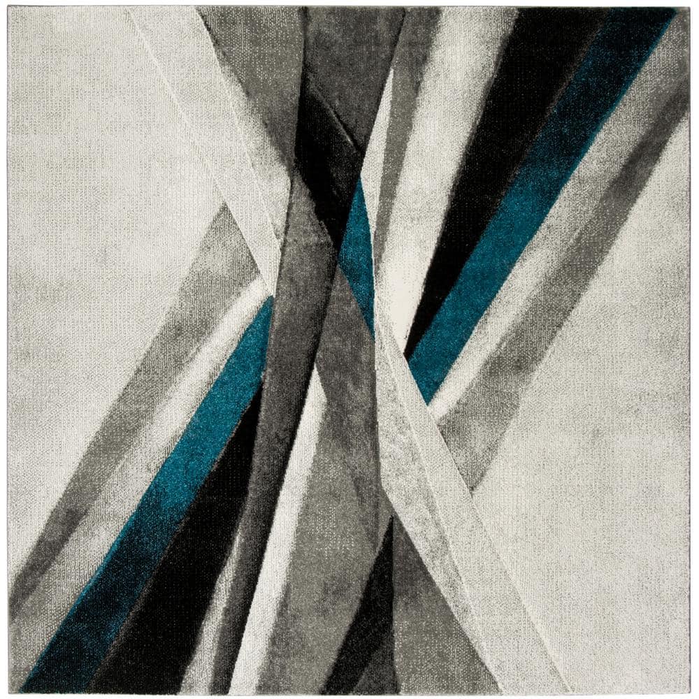 Hollywood Gray/Teal 4 ft. x 4 ft. Square Abstract Area Rug price history on PriceWatchPro