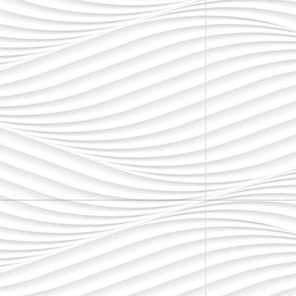 Cotton Waves Glossy White 13 in. x 39 in. Ceramic Wall Tile (17.98 sq. ft./Case)