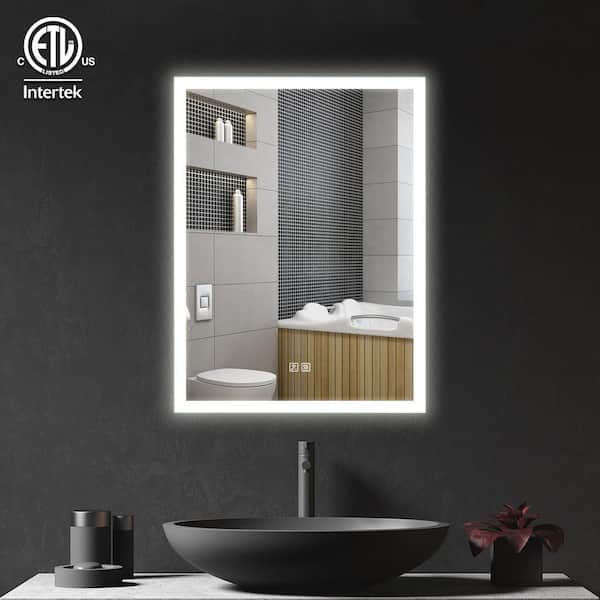 HOMLUX 36 in. W x 30 in. H Rectangular Frameless LED Light with 3-Color and  Anti-Fog Wall Mounted Bathroom Vanity Mirror 99C300479C - The Home Depot