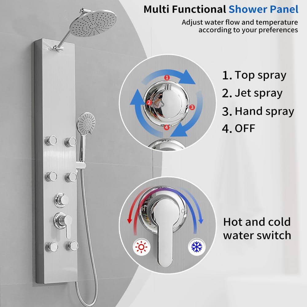 Nickel Chrome 60.55'' Shower Panel with Adjustable Shower Head