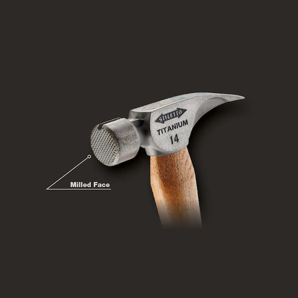 Stiletto - 14 oz. Titanium Milled Face Hammer with 18 in. Curved Hickory Handle