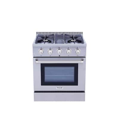 30 in. 4.2 cu. ft. 4 Burner Slide-in Dual Fuel Range with Gas Stove and Electric Oven in Stainless Steel