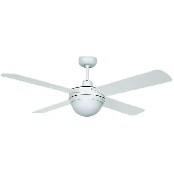 Hampton Bay Futura Eco 52 in. White Downrod Ceiling Fan with 4 Reversible Plywood Blades and Single Glass
