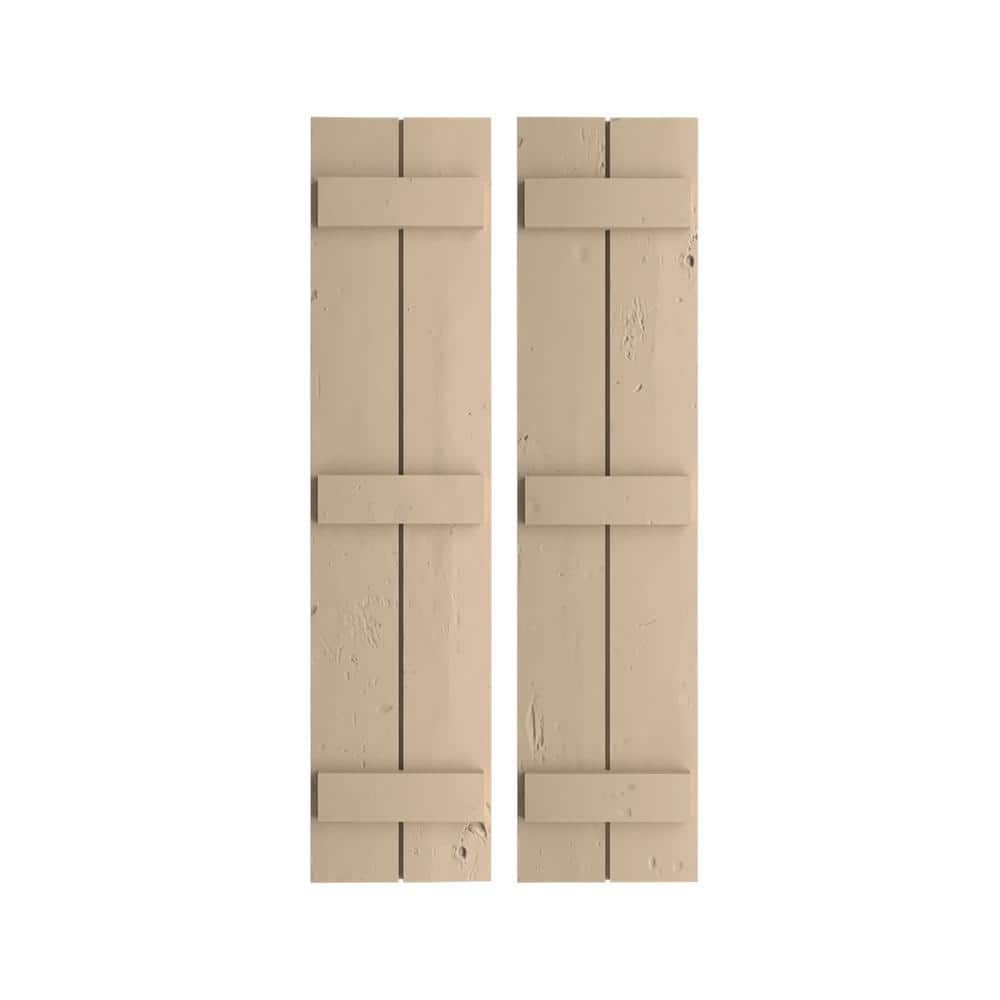 11 in. x 62 in. Timberthane Polyurethane 2-Board Joined Board-n-Batten Knotty Pine Faux Wood Shutters Pair price history on PriceWatchPro