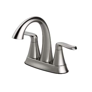 PICCOLO 4 in. Centerset 2-Handle Bathroom Faucet with Drain Assembly in Brushed Nickel