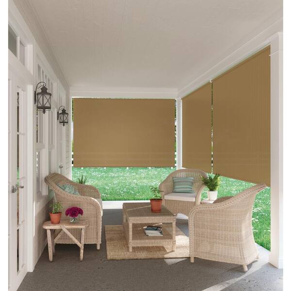 Coolaroo Spring Operated True To Size Hazelnut Cordless Uv Blocking And Protection Privacy Ext Roller Shade 96 In W X 72 L 481773 The Home Depot Hazelnut Cordless Uv Blocking, Outdoor Shade Blinds Home Depot