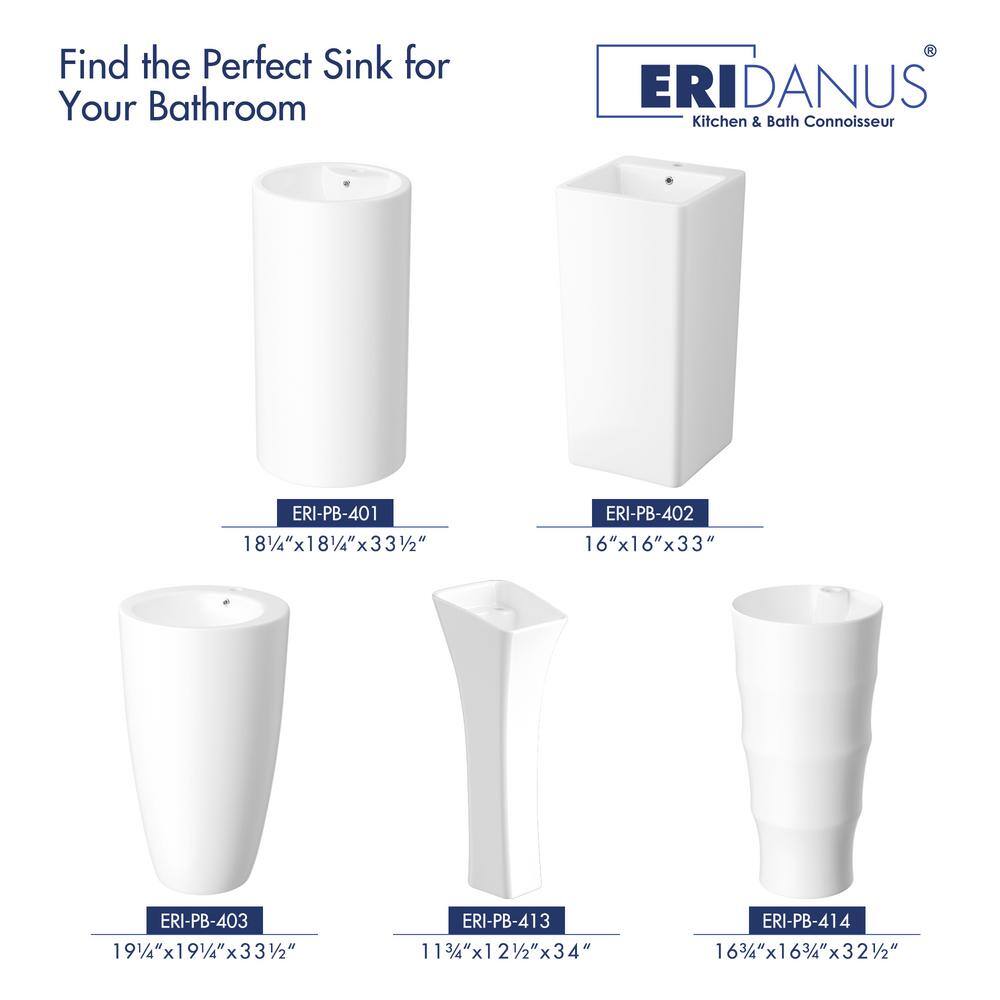 Glossy White Ceramic Square Pedestal Bathroom Sink