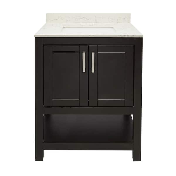 Ella Taos 25 in. W x 19. in D. x 36 in. H Bath Vanity in Espresso with Quartz Stone Lyra White Top with White Basin