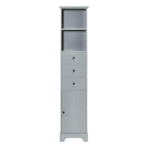 15 in. W x 10 in. D x 68.3 in. H Gray MDF Freestanding Linen Cabinet with 3-Drawers and Adjustable Shelf