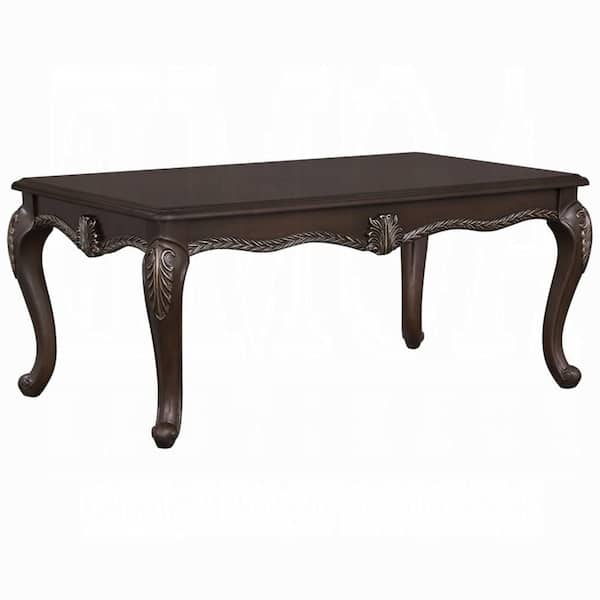 Benjara Reese 48 in. Cherry Brown Rectangle Resin Coffee Table with Four Leg