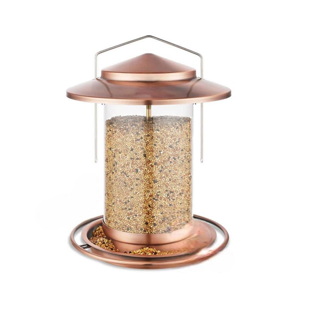 Brushed Copper Metal Hanging Bird Feeder for Cardinal Large Roof and Tray 6-Port price history on PriceWatchPro