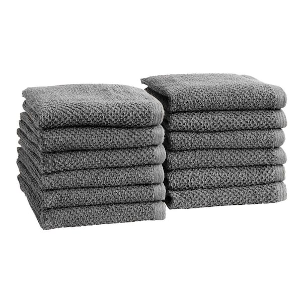FRESHFOLDS Dark Grey 12-Pack Cotton Quick-Dry Washcloth Set