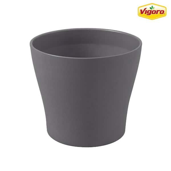 Vigoro 4.4 in. Hayward Small Foggy Gray Plastic Planter (4.4 in. D x 3.7 in. H)