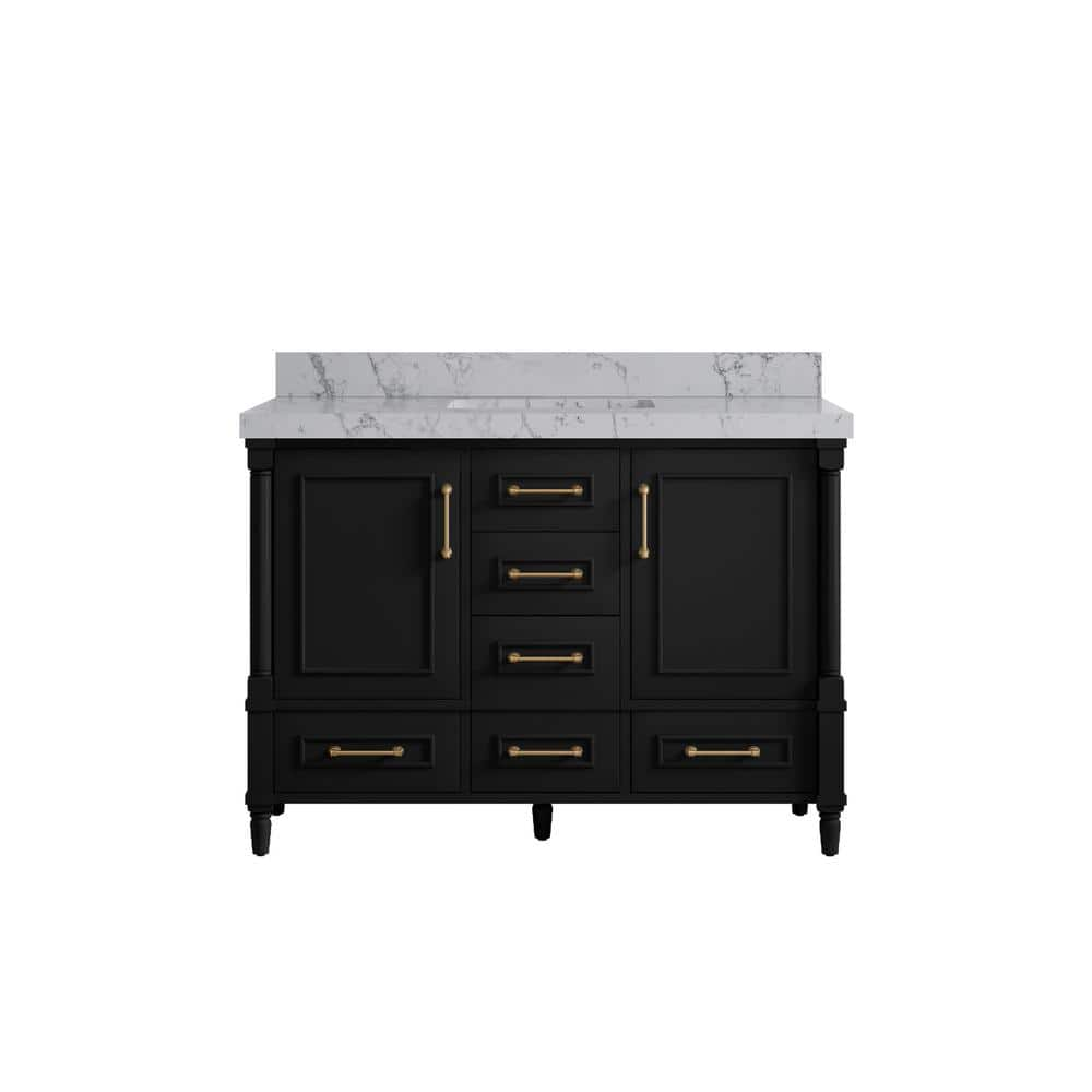 Hudson 48 in. W x 22 in. D x 36 in. H Single Sink Bath Vanity in Black with 2 in. Venatino Quartz Top -  Willow Collections, ABD_BKVNT48S