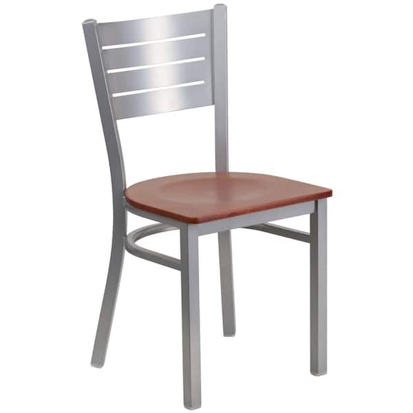 Flash Furniture Hercules Cherry Wood Seat/Silver Frame Side Chair