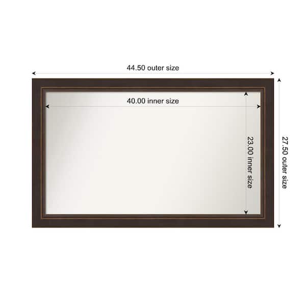 Amanti Art Lara Bronze 44.5 in. x 27.5 in. Custom Non-Beveled Wood FramedBathroom Vanity Wall Mirror