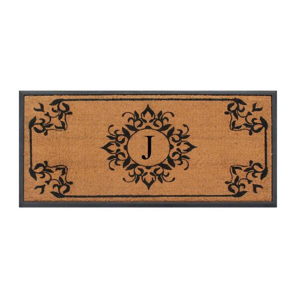 A1hc 100% Pure Rubber Monogrammed Front Door Mat 24 x39 Doormat, Indoor/ Outdoor Use - J