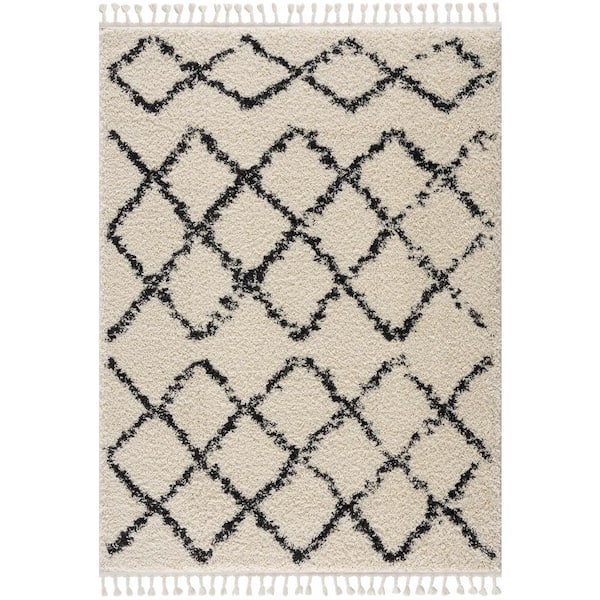 HAUTELOOM Wallagrass Charcoal Peach 8 ft. x 10 ft. Area Rug