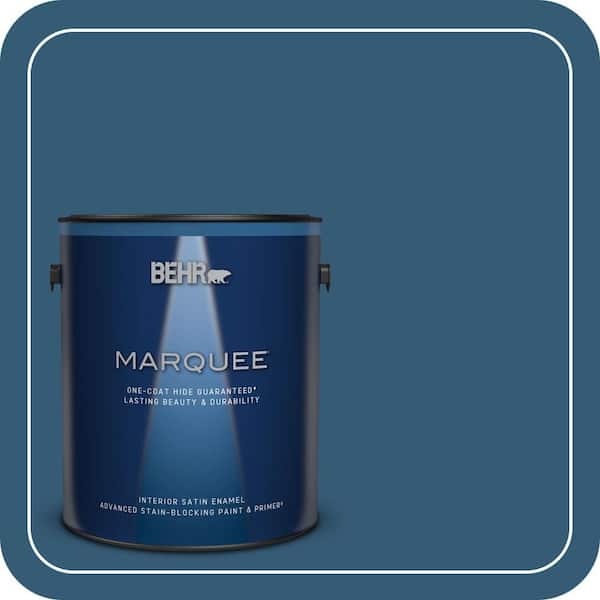 BEHR MARQUEE 1 gal. #M490-7 Shasta Lake One-Coat Hide Satin Enamel Interior Paint & Primer
